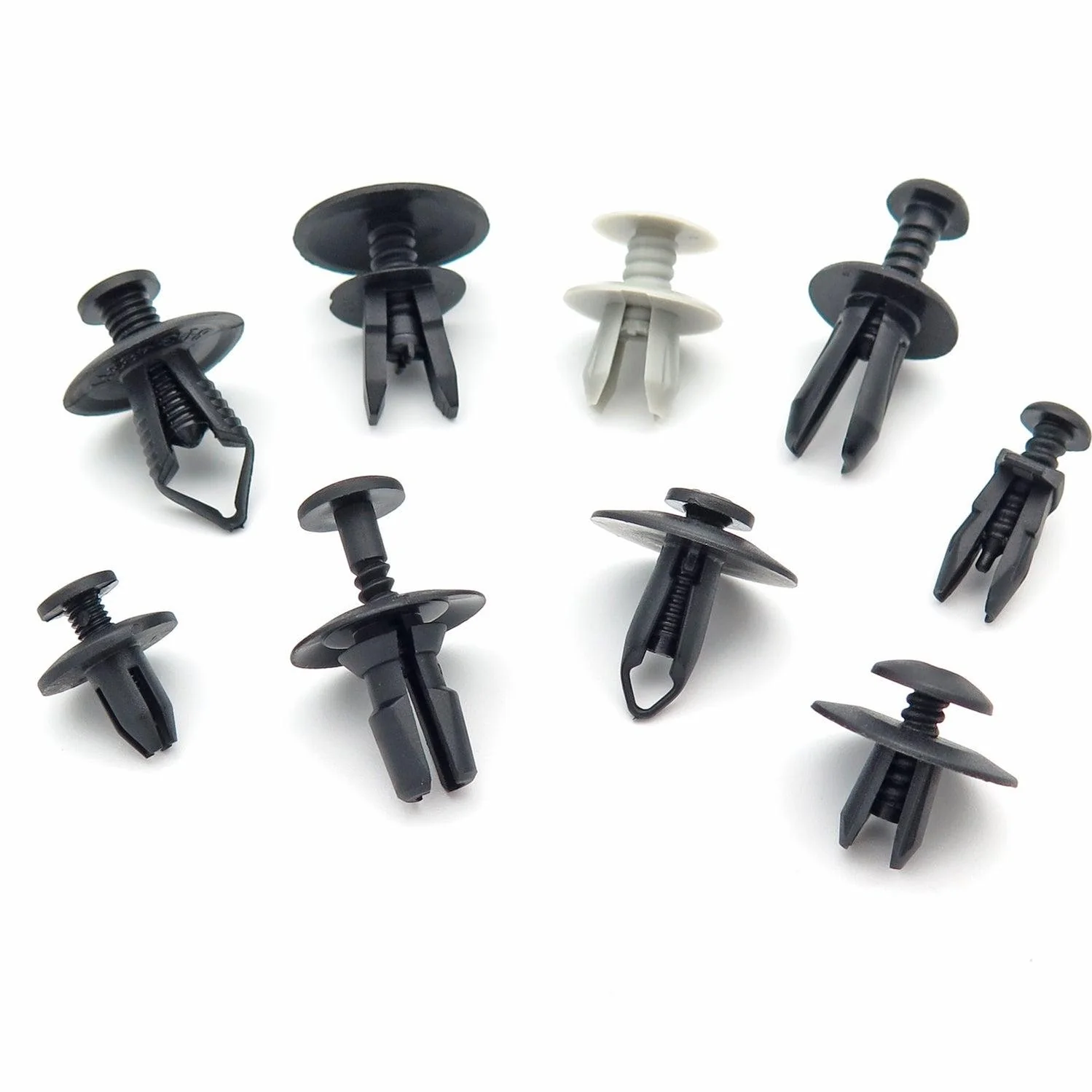 Custom molded plastic clips and fasteners