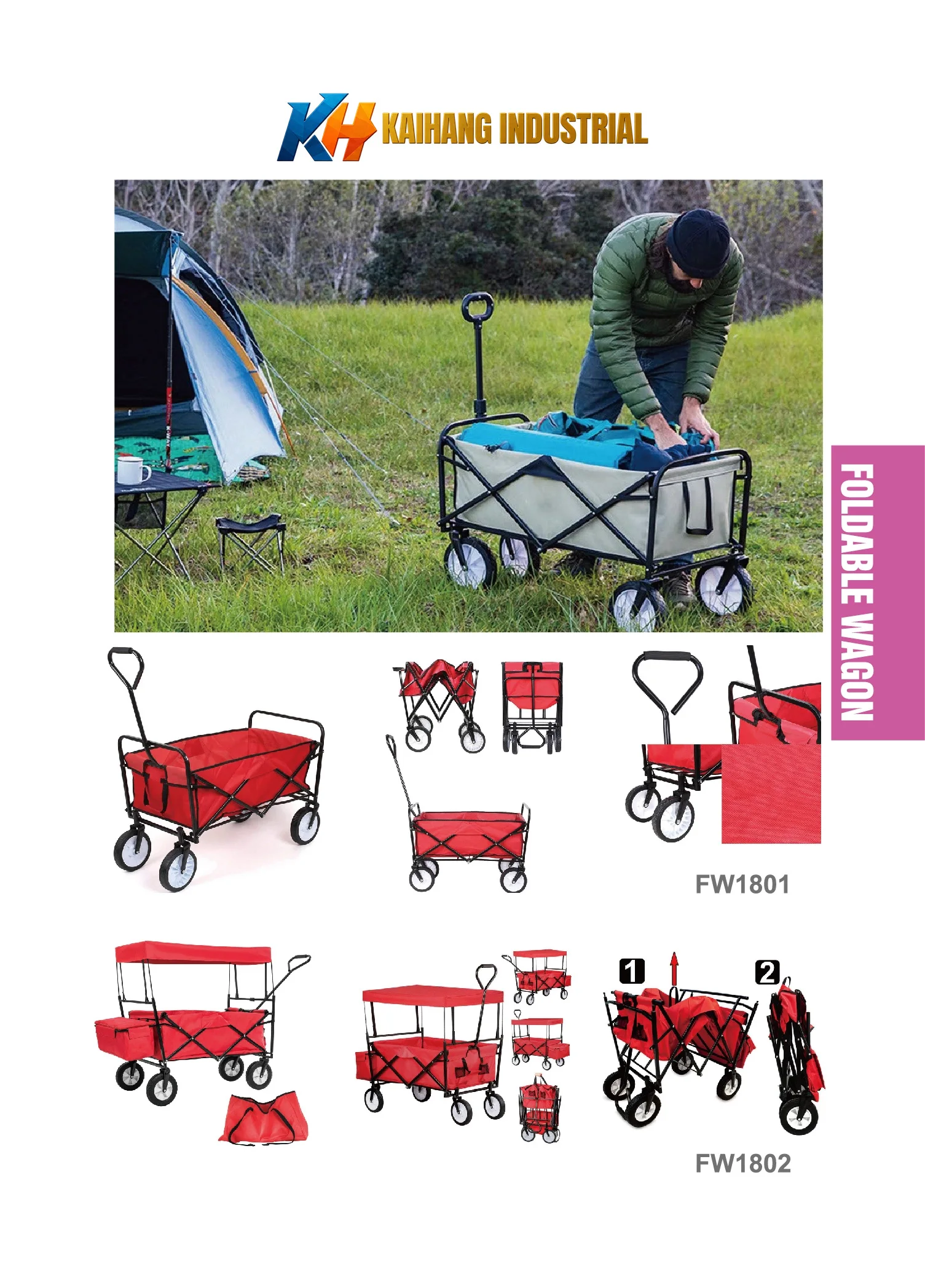 Foldable utility wagon range manufactured by Qingdao Kaihang Tools