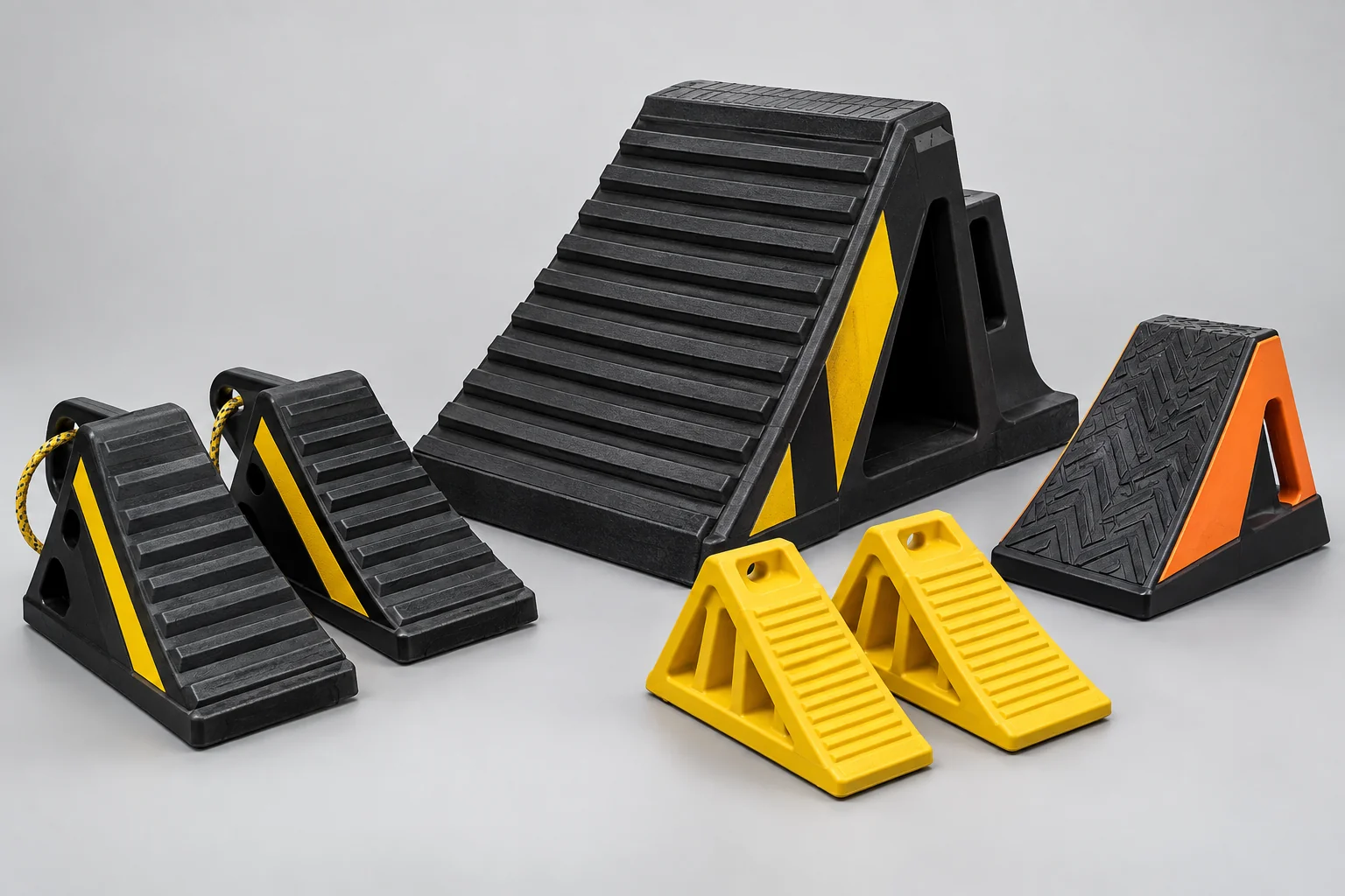 Representative range of industrial wheel chocks